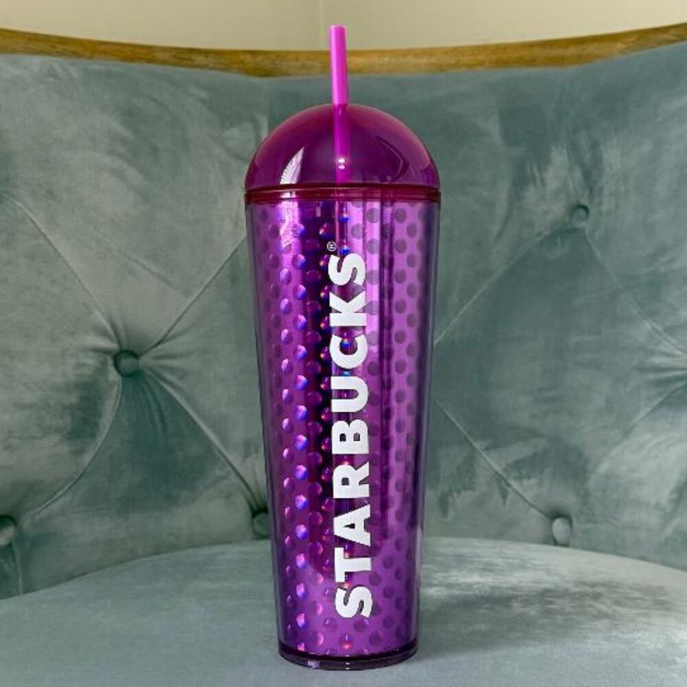 Starbucks Iridescent Purple Dome Lid Acrylic Venti Tumbler Cold Cup, 24 Oz NWT